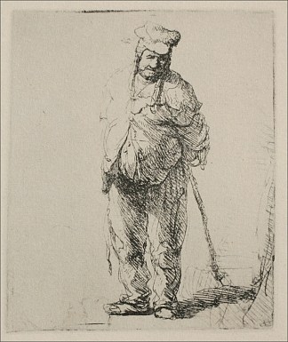 一个衣衫褴褛的农民，双手背在身后 A Ragged Peasant with his Hands Behind Him (1635)，伦勃朗