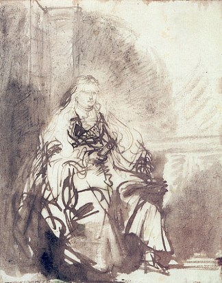 伟大的犹太新娘研究 A Study for The Great Jewish Bride (1635)，伦勃朗