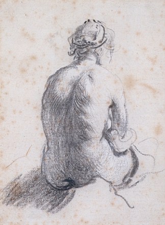 从背后看到的女性裸体研究 A Study of a Female Nude Seen from the Back (1634)，伦勃朗