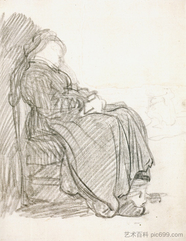 一个睡着的女人的研究 A Study of a Woman Asleep (1630),伦勃朗