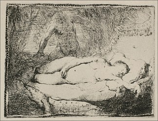 躺在床上的女人 A Woman Lying on a Bed (1658)，伦勃朗