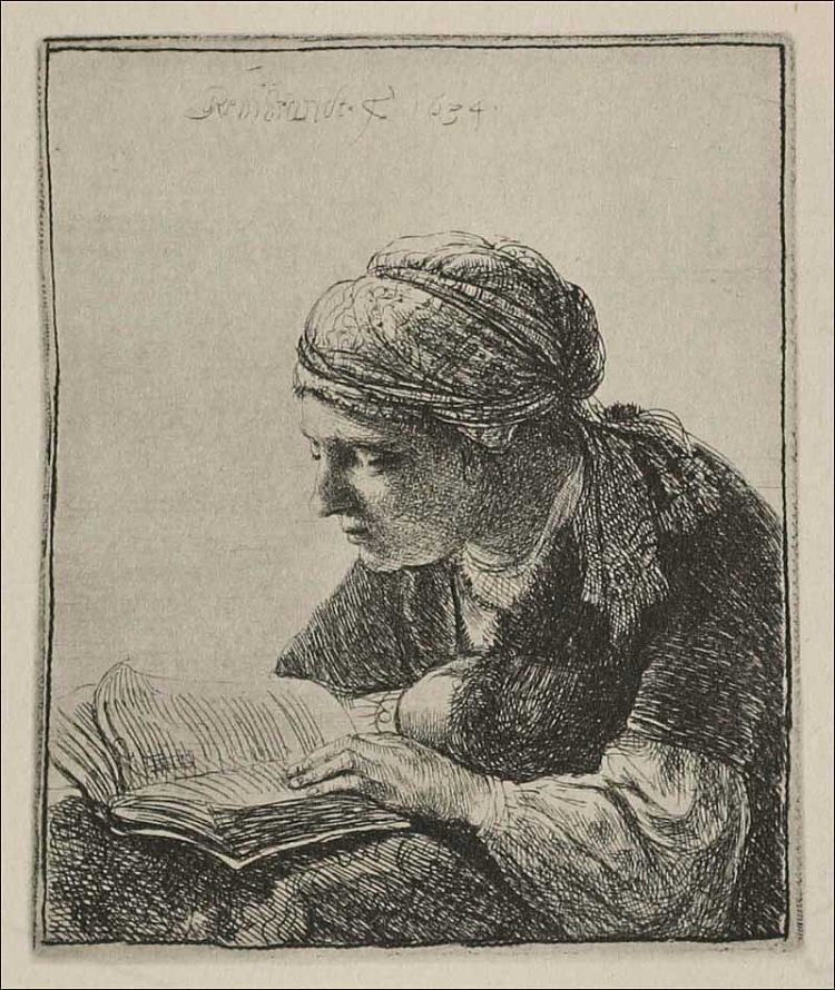 一个年轻女子在读书 A Young Woman Reading (1634)，伦勃朗