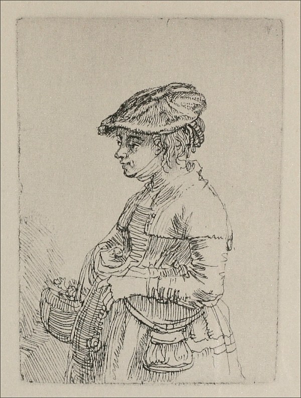 一个提着篮子的年轻女子 A Young Woman with a Basket (1642)，伦勃朗