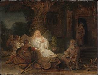 亚伯拉罕侍奉天使 Abraham serving the angels (1646)，伦勃朗