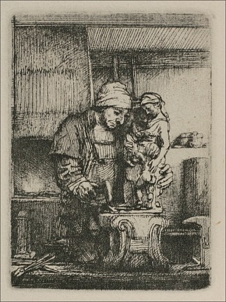 一位艺术家从模特身上作画 An Artist Drawing from the Model (1648)，伦勃朗