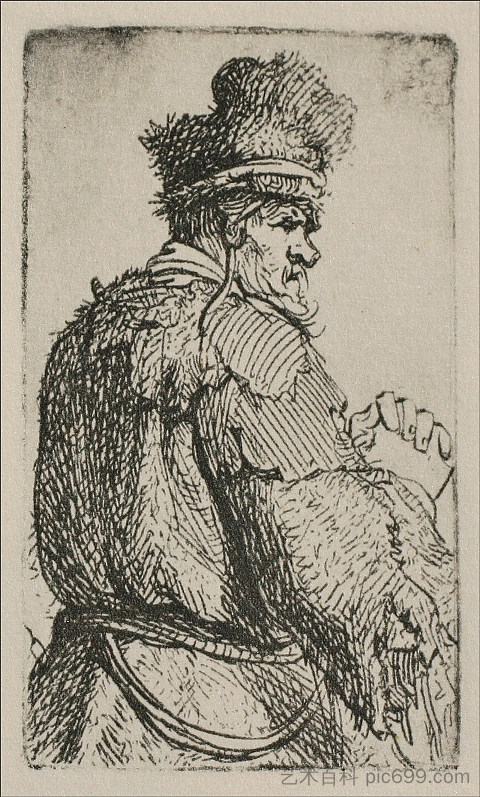 从后面看到的老人 An Old Man Seen from Behind (1631)，伦勃朗