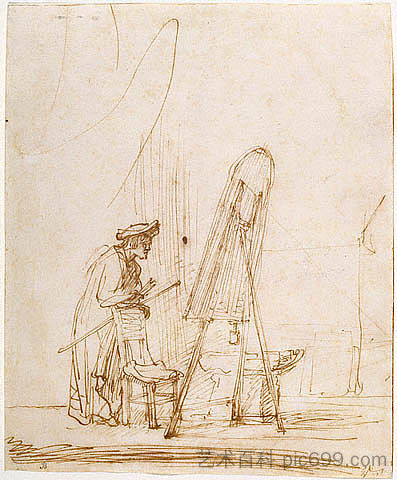 艺术家在他的工作室 Artist in His Studio (1632 - 1633),伦勃朗