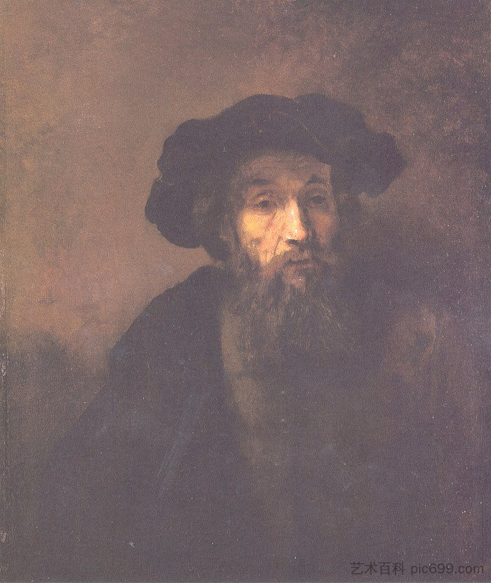 戴贝雷帽的大胡子男人 Bearded Man with a Beret (1655)，伦勃朗