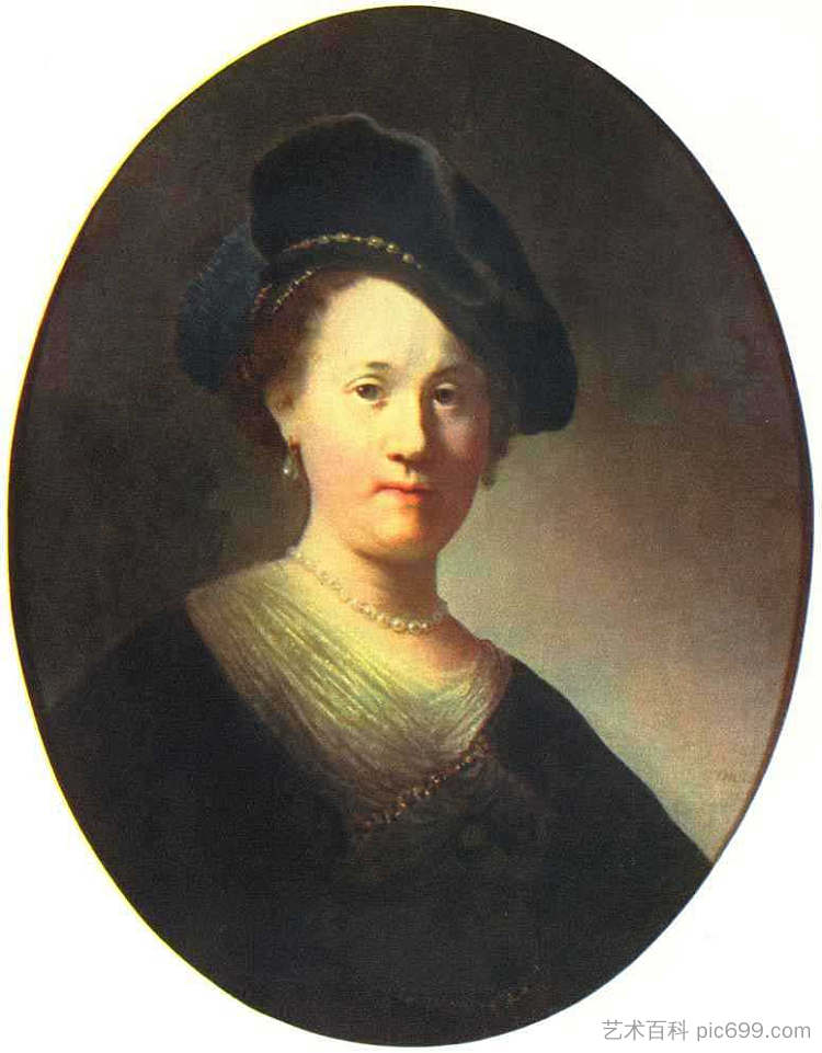 戴帽子的年轻女子的半身像 Bust of a Young Woman in a Cap (1632),伦勃朗