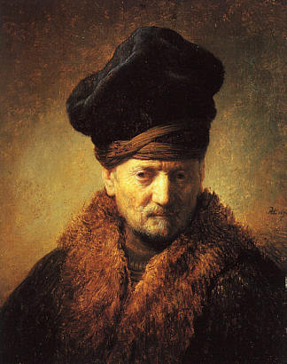 戴皮帽的老人半身像 Bust of an Old Man in a Fur Cap (1630)，伦勃朗