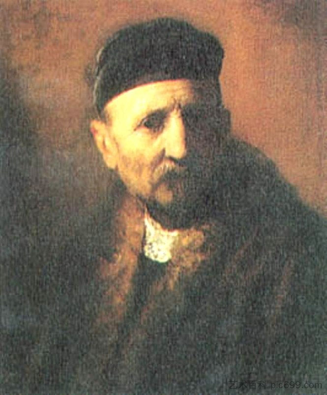 戴贝雷帽的老人半身像 Bust of an Old Man with a Beret (1631)，伦勃朗