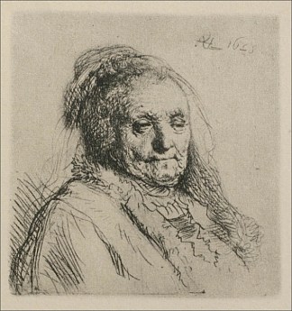 伦勃朗的母亲老妇人的半身像 Bust of an Old Woman, Rembrandt`s Mother (1628)，伦勃朗