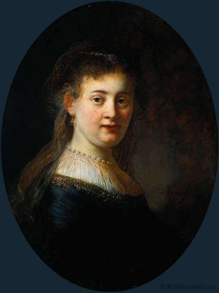 年轻女子的半身像(可能是萨斯基亚·范·乌伦伯格) Bust of Young Woman (probably Saskia van Uylenburgh) (1633),伦勃朗