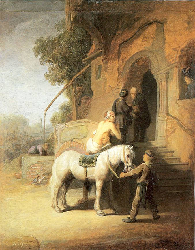 慈善撒玛利亚人(也称为好撒玛利亚人) Charitable Samaritan (also known as The Good Samaritan) (1638),伦勃朗