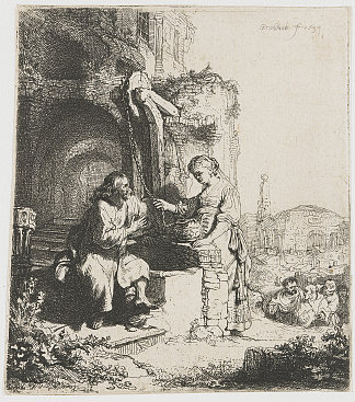 基督和撒玛利亚的女人在废墟中 Christ and the woman of Samaria among ruins (1634)，伦勃朗