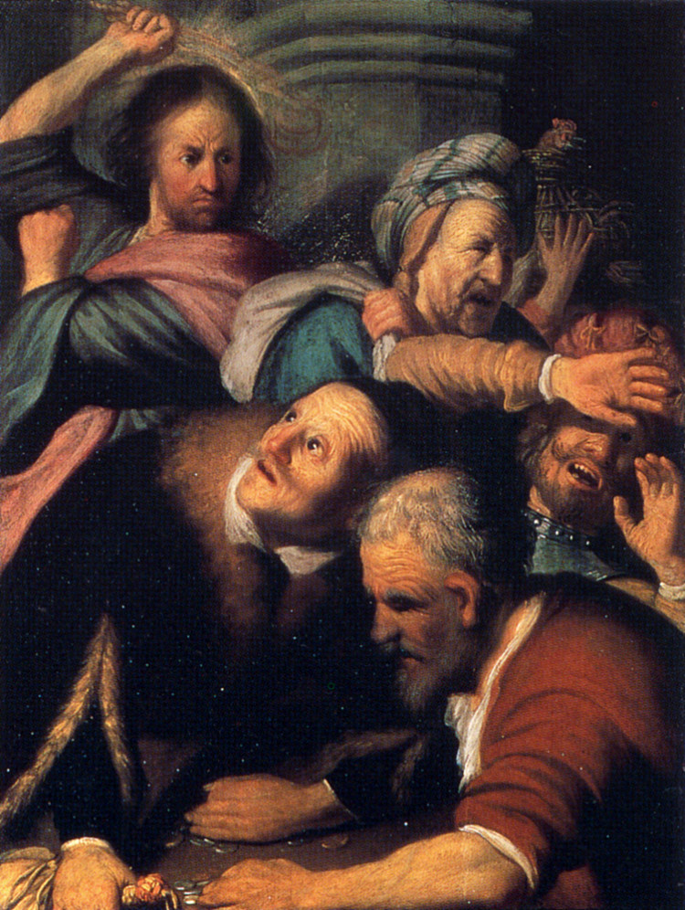 基督把货币兑换商赶出圣殿 Christ Driving the Moneychangers from the Temple (1626)，伦勃朗