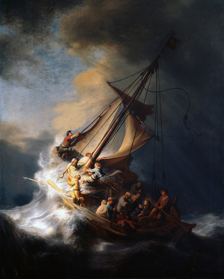 加利利海上的风暴 The Storm on the Sea of Galilee (1633)，伦勃朗