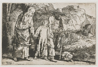 基督和他的父母从圣殿回来 Christ returning from the Temple with his parents (1654)，伦勃朗
