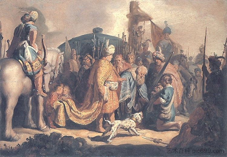 大卫将歌利亚的头献给扫罗王 David Offering the Head of Goliath to King Saul (1627),伦勃朗