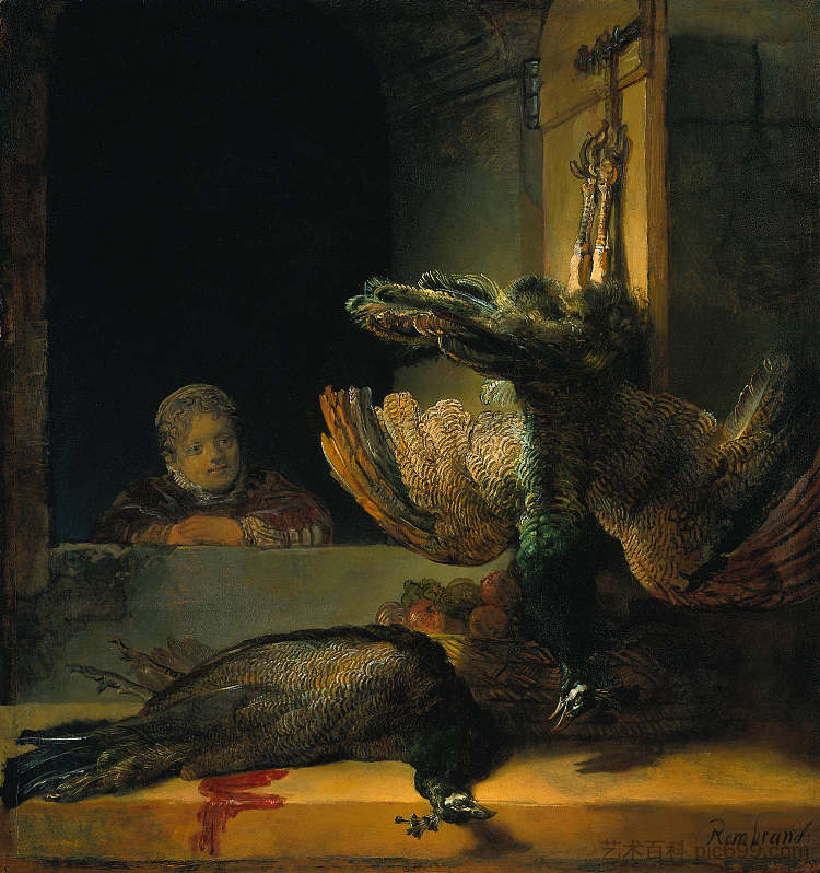 死孔雀 Dead peacocks (1636)，伦勃朗