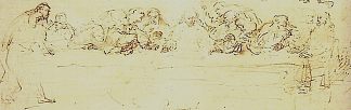 最后的晚餐的图纸 Drawing of the Last Supper (1635)，伦勃朗