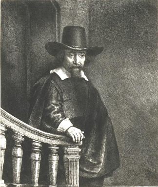 以法莲·Bonus(拿栏杆的犹太人) Ephraim Bonus (The Jew with the Banister) (1647)，伦勃朗