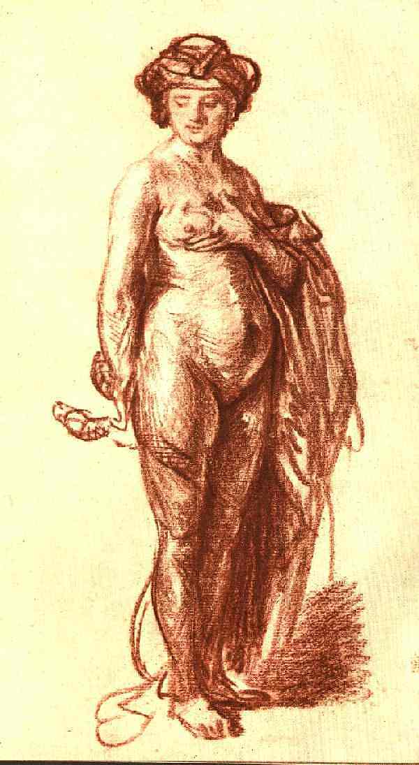 女性裸体与蛇（埃及艳后） Female Nude with Snake (Cleopatra) (1637)，伦勃朗