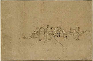 安东尼堤防上的人物进入Houtewael Figures on the Anthoniesdijk Entering Houtewael (c.1650)，伦勃朗