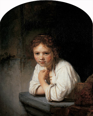 橱窗里的女孩 Girl in the Window (1645)，伦勃朗