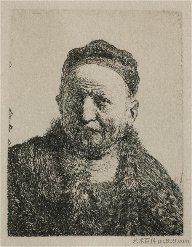 头部和胸部,全脸 Head and Bust, Full Face (1630),伦勃朗