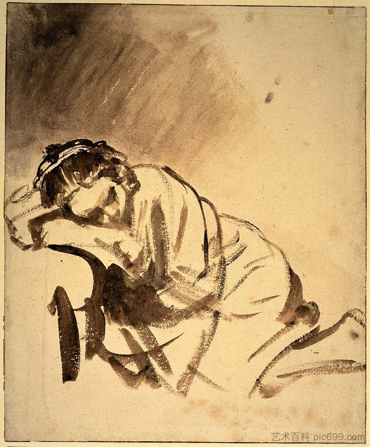 亨德里克耶睡眠 Hendrickje Sleeping (c.1654),伦勃朗