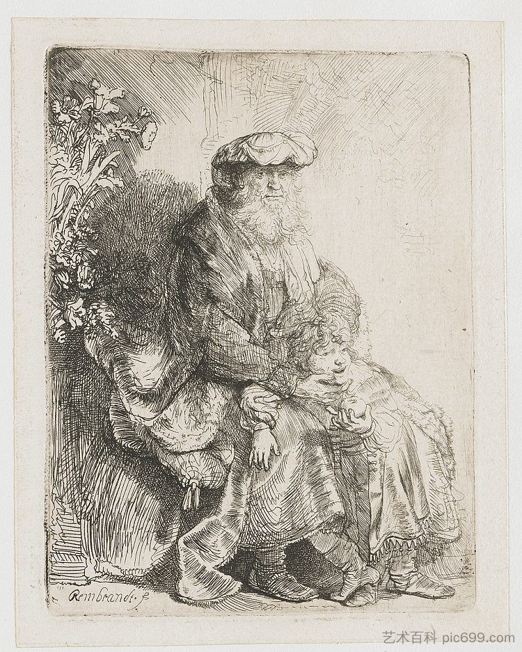 雅各布爱抚本杰明 Jacob caressing Benjamin (1637),伦勃朗