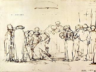 伦勃朗的《耶稣与淫妇 Jesus and the adulteress by Rembrandt，伦勃朗