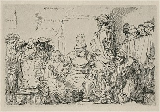 耶稣与医生争论:小字 Jesus Disputing with the Doctors the Smaller Print (1654)，伦勃朗