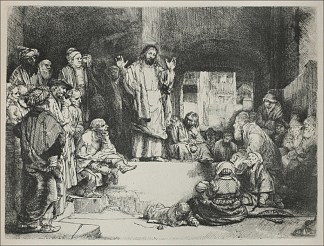 耶稣的讲道被称为坟墓 Jesus Preaching called the La Tombe (1652)，伦勃朗