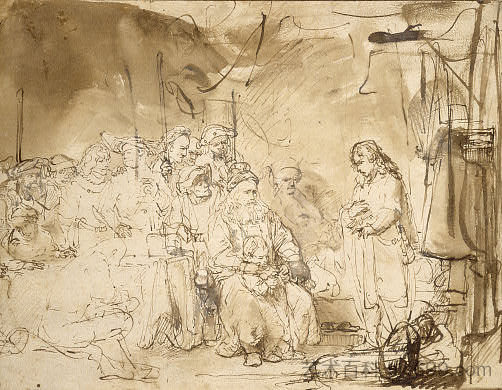 约瑟夫讲述他的梦想 Joseph Recounting His Dreams (c.1640),伦勃朗