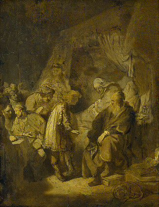 约瑟夫把他的梦告诉他的父母和兄弟 Joseph tells his dreams to his parents and brothers (1633)，伦勃朗