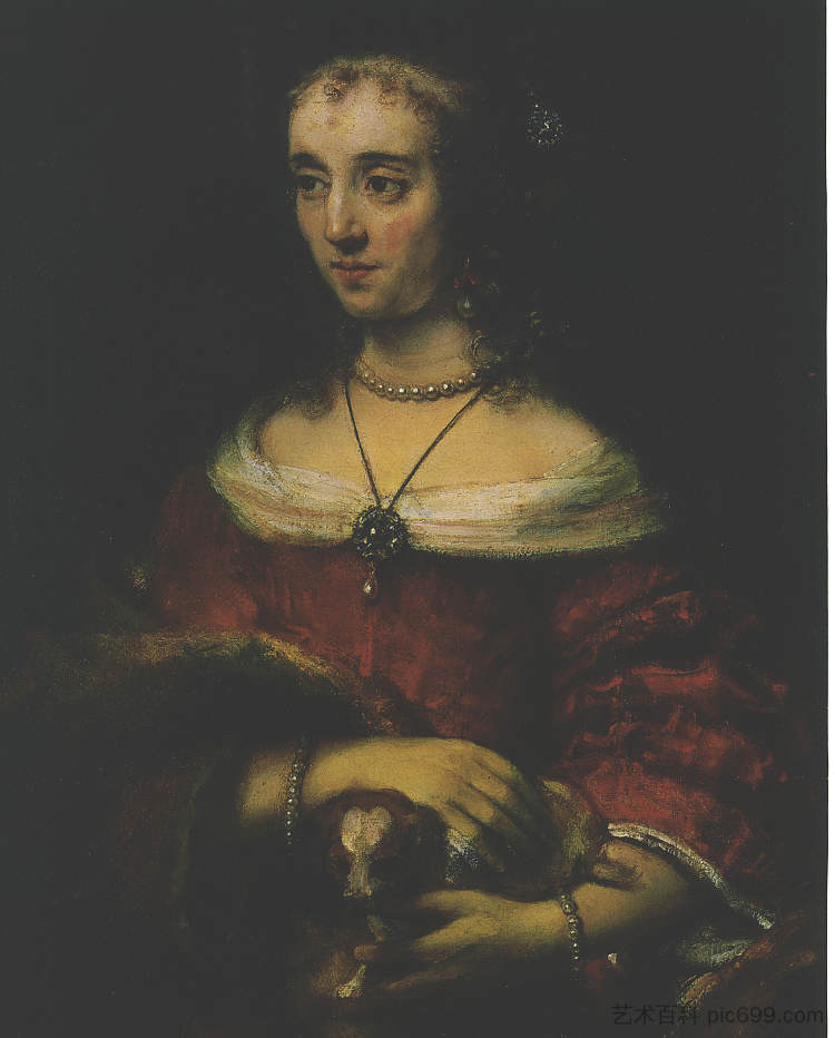 女士与小狗 Lady with a Lap Dog (c.1665),伦勃朗