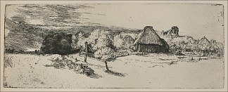 景观与废墟塔和一个清晰的前景 Landscape with a Ruined Tower and a Clear Foreground (1650)，伦勃朗