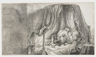 在床上 In Bed (1646)，伦勃朗