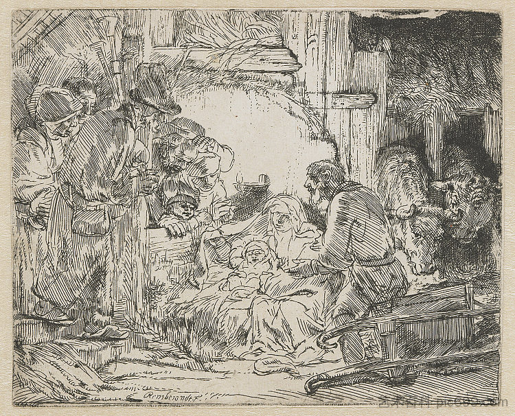 基督诞生 Nativity (1654)，伦勃朗