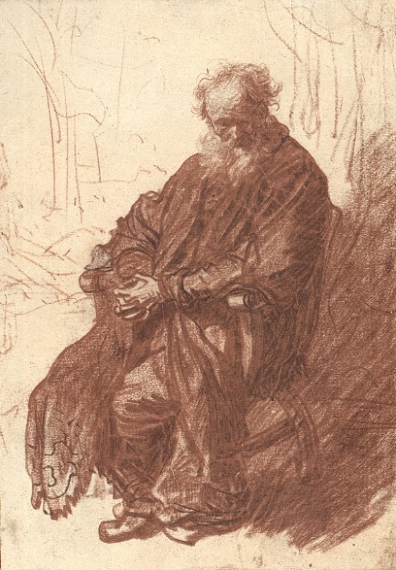 老人坐在扶手椅上，全长 Old Man Seated in an Armchair, Full length (c.1630 - c.1631)，伦勃朗