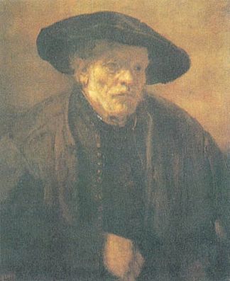 戴着贝雷帽的老头 Old man with a Beret (1654)，伦勃朗