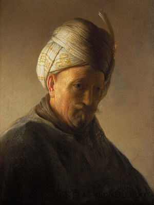 戴头巾的老人 Old man with turban (c.1625)，伦勃朗