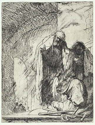 彼得和约翰在圣殿门口 Peter and John at the gate of the Temple (1629)，伦勃朗