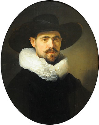 戴着宽边帽的大胡子男人的肖像 Portrait of a Bearded Man in a Wide Brimmed Hat (1633)，伦勃朗