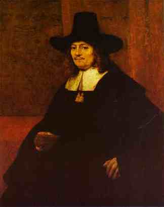 一个戴高帽的男人的画像 Portrait of a Man in a Tall Hat (1662)，伦勃朗