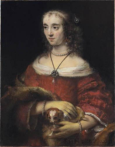 一个带着哈巴狗的女人的画像 Portrait of a Woman with a Lapdog (1662),伦勃朗