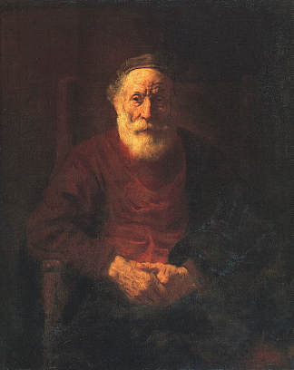 红衣老人的肖像 Portrait of an Old Man in Red (1652 – 1654)，伦勃朗