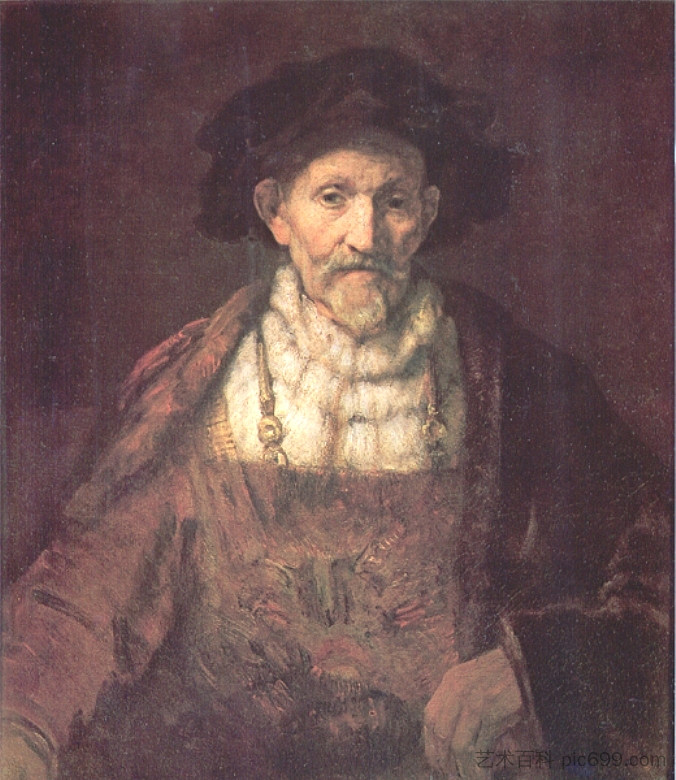 一个红衣老人的画像 Portrait of an Old Man in Red (1654)，伦勃朗